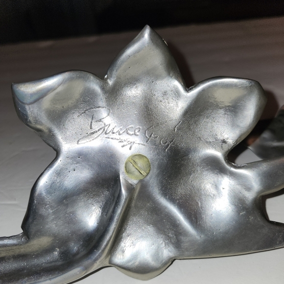 Bruce Fox Daffodil Taper Candlesticks Pair Pewter - Picture 7 of 10